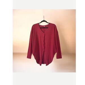 Just Be Ladies Red Cardigan Long Sleeve Button Down Medium